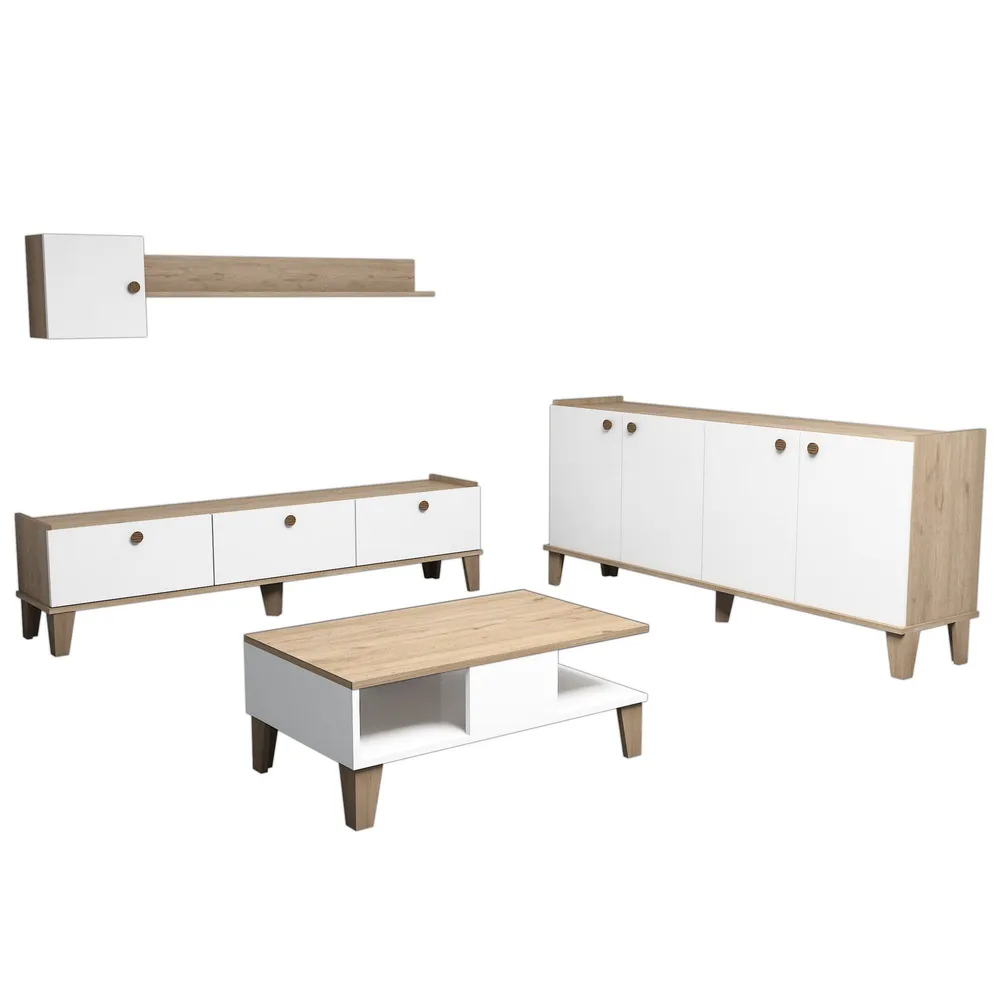Mesa de Sinuca Conjunto de móveis de sala Blaz Carvalho e Branco