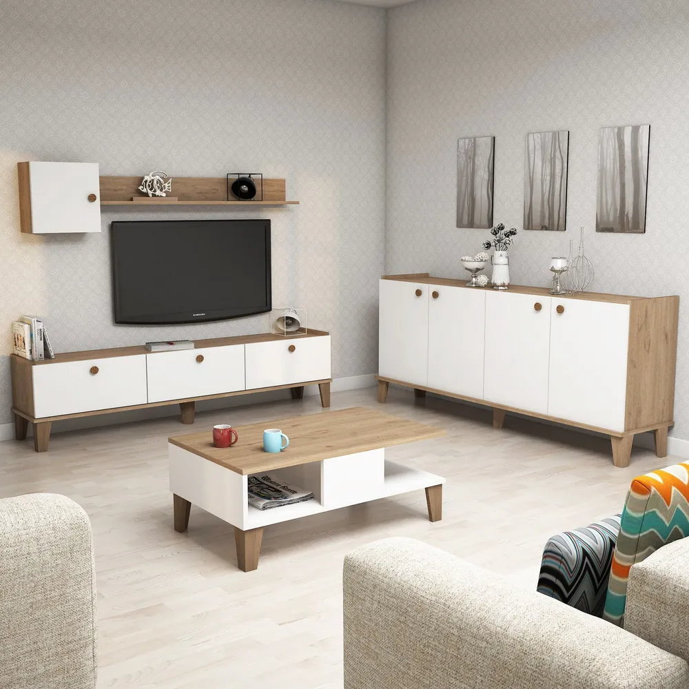 Mesa de Sinuca Conjunto de móveis de sala Blaz Carvalho e Branco