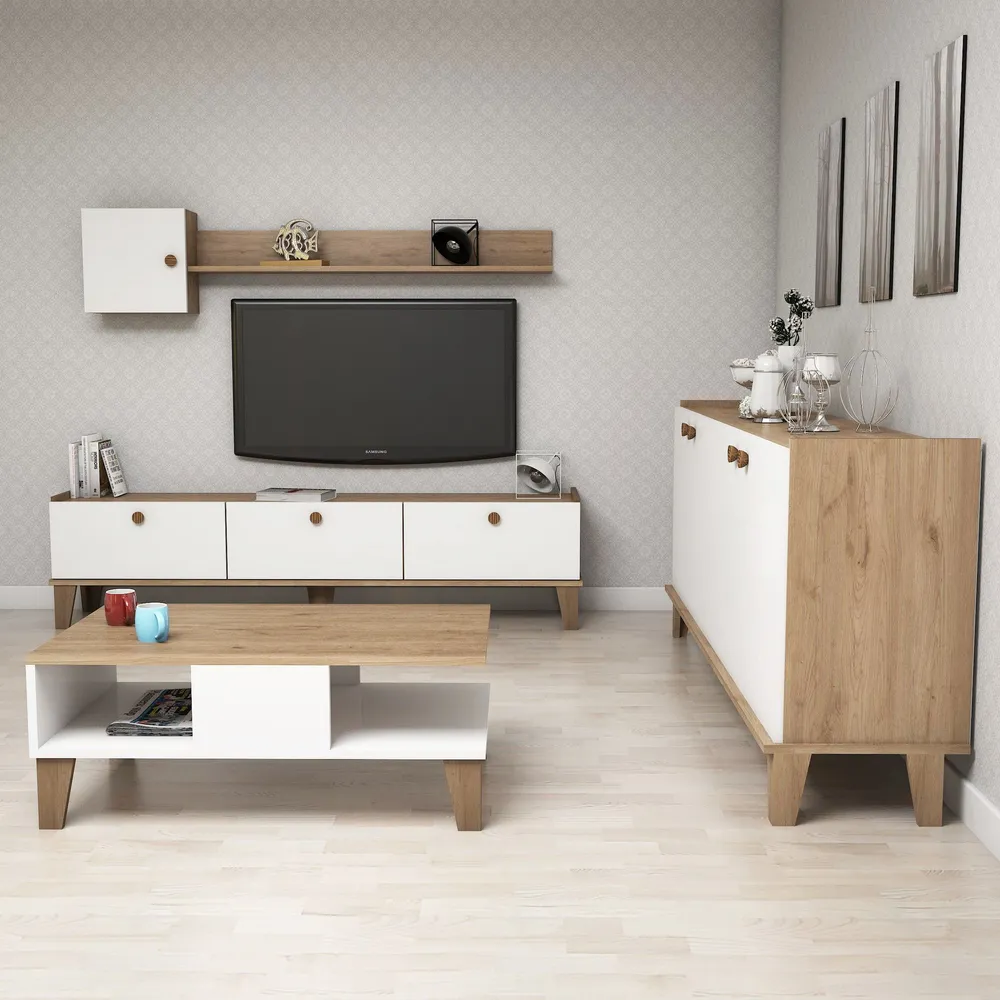 Mesa de Sinuca Conjunto de móveis de sala Blaz Carvalho e Branco