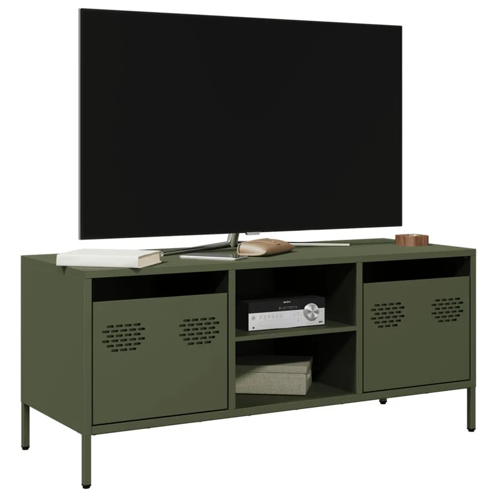 Móvel de TV 101,5x39x43,5 cm ço laminado helado verde-azeitona Dimensões Profissionais