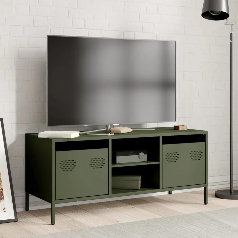 Móvel de TV 101,5x39x43,5 cm ço laminado helado verde-azeitona Dimensões Profissionais