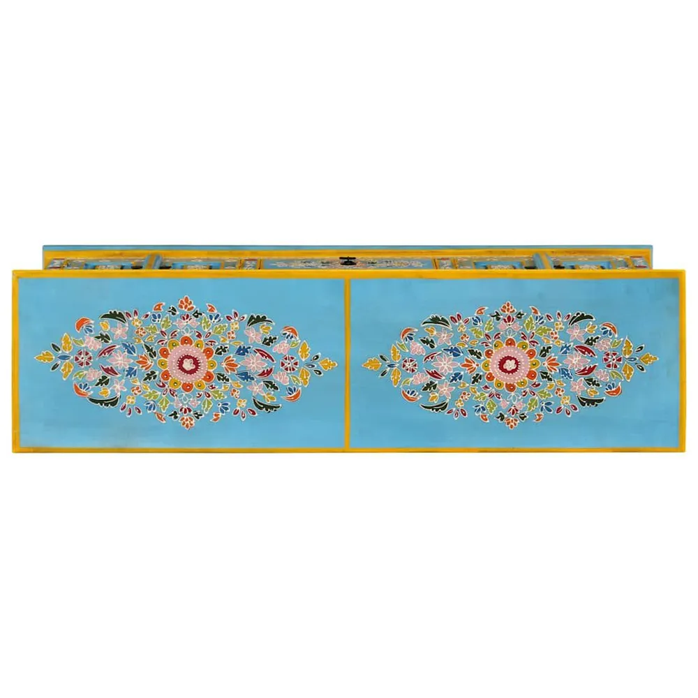 Móvel de TV 110x30x40 cm madeira de mangueira maciç azul para Gamers