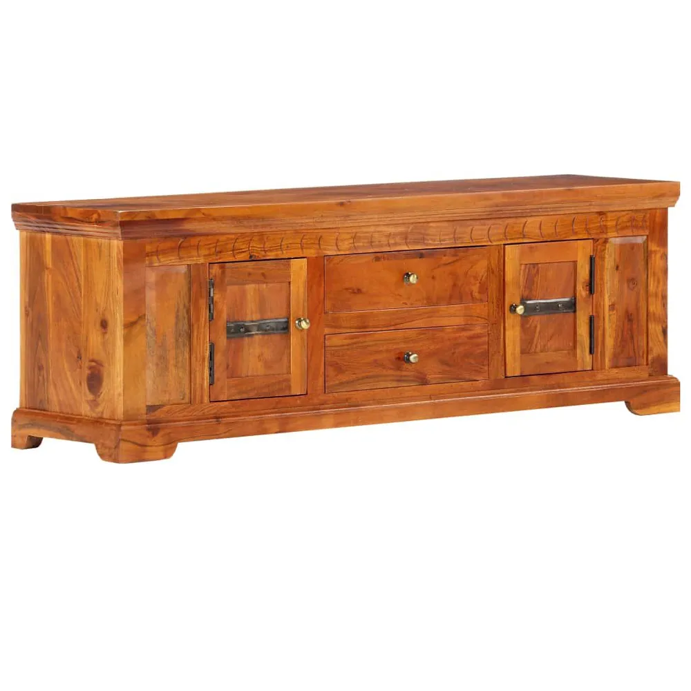 Móvel de TV 119x30x40 cm madeira de acácia maciç com Fios Organizados