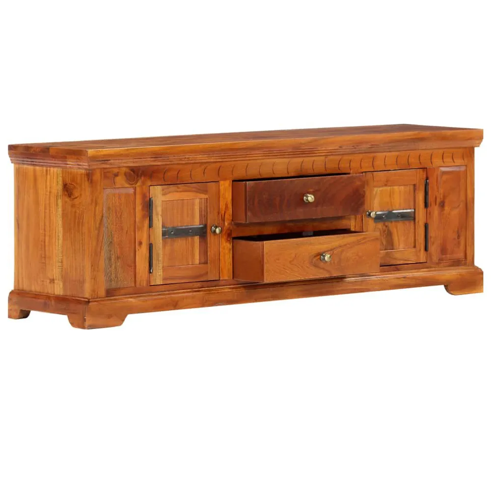 Móvel de TV 119x30x40 cm madeira de acácia maciç com Fios Organizados