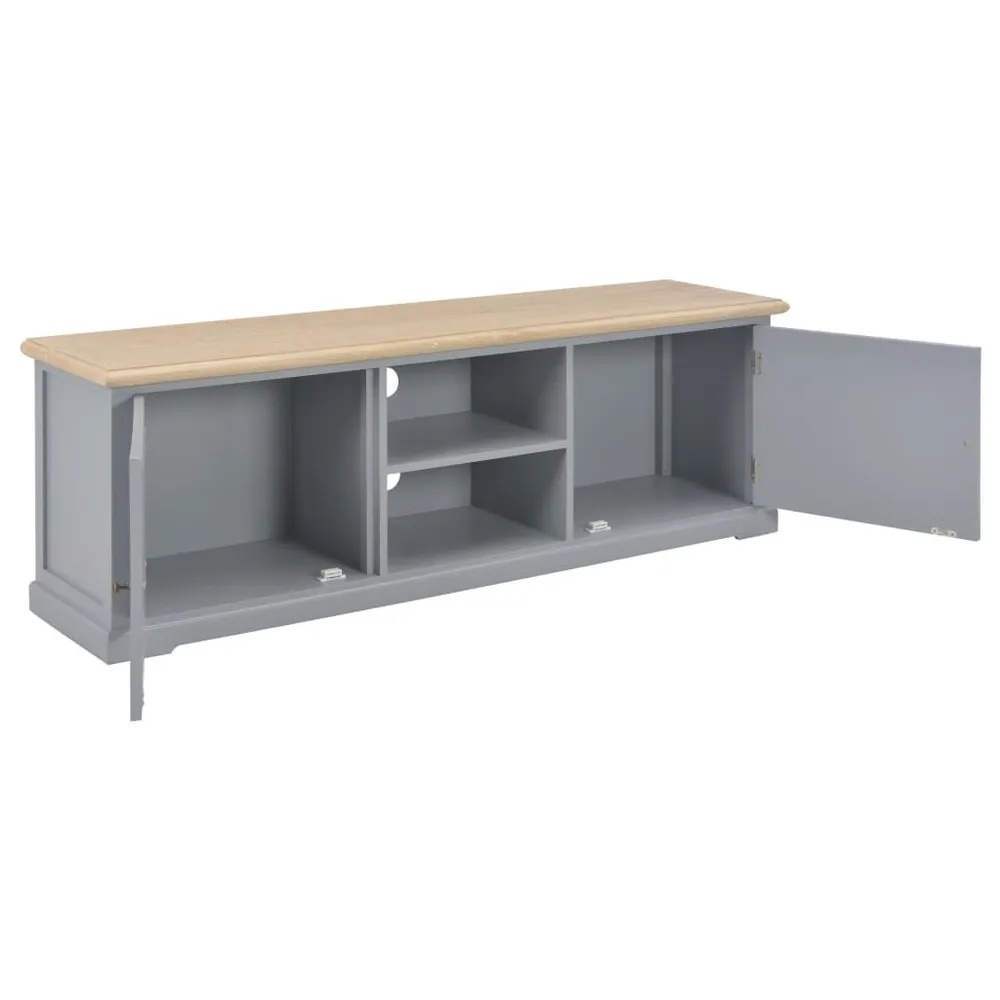 Móvel de TV 120x30x40 cm madeira cinzento com Suporte para Headset