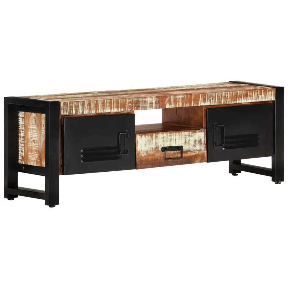 Móvel de TV 120x30x40 cm madeira recuperada maciç | Ergonômico | Ajustável