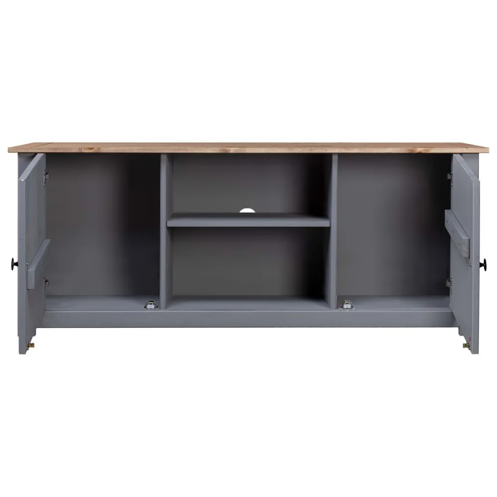Móvel TV 120x40x50 cm madeira de pinho maciç Panama cinzento - Design Modular e Ajustável