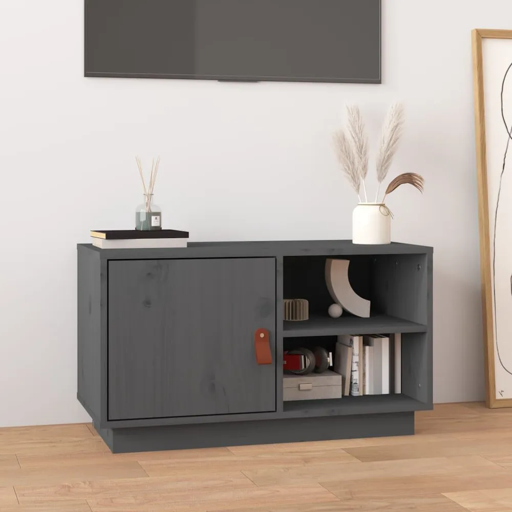 Móvel de TV 70x34x40 cm madeira de pinho maciç cinzento - Design Modular e Ajustável