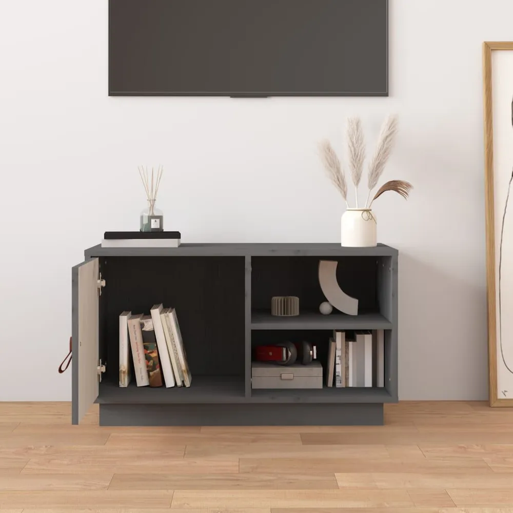 Móvel de TV 70x34x40 cm madeira de pinho maciç cinzento - Design Modular e Ajustável