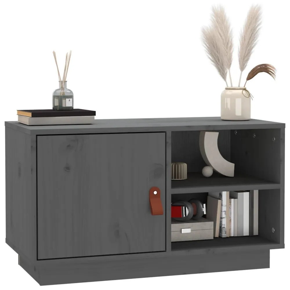 Móvel de TV 70x34x40 cm madeira de pinho maciç cinzento - Design Modular e Ajustável