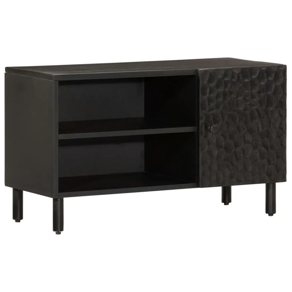 Móvel de TV 80x31x46 cm madeira de mangueira maciç preto Dimensões Profissionais