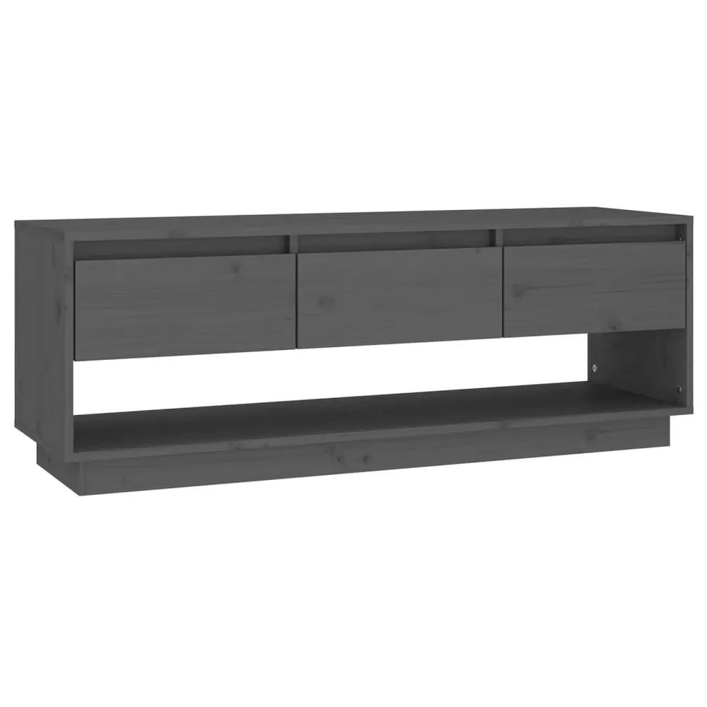 Móvel para Console Móvel de TV 110,5x34x40 cm madeira de pinho maciç cinzento