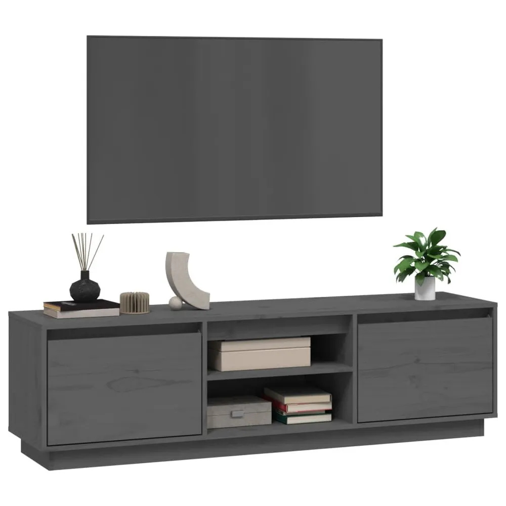 Móvel para Console Móvel de TV 140x35x40 cm madeira de pinho maciç cinzento