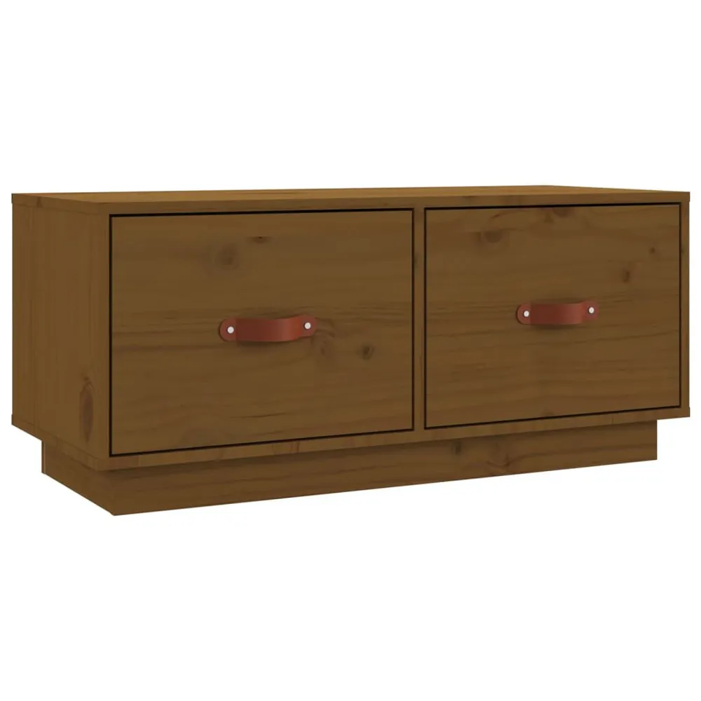 Móvel para Console Móvel de TV 80x34x35 cm madeira de pinho maciç castanho mel