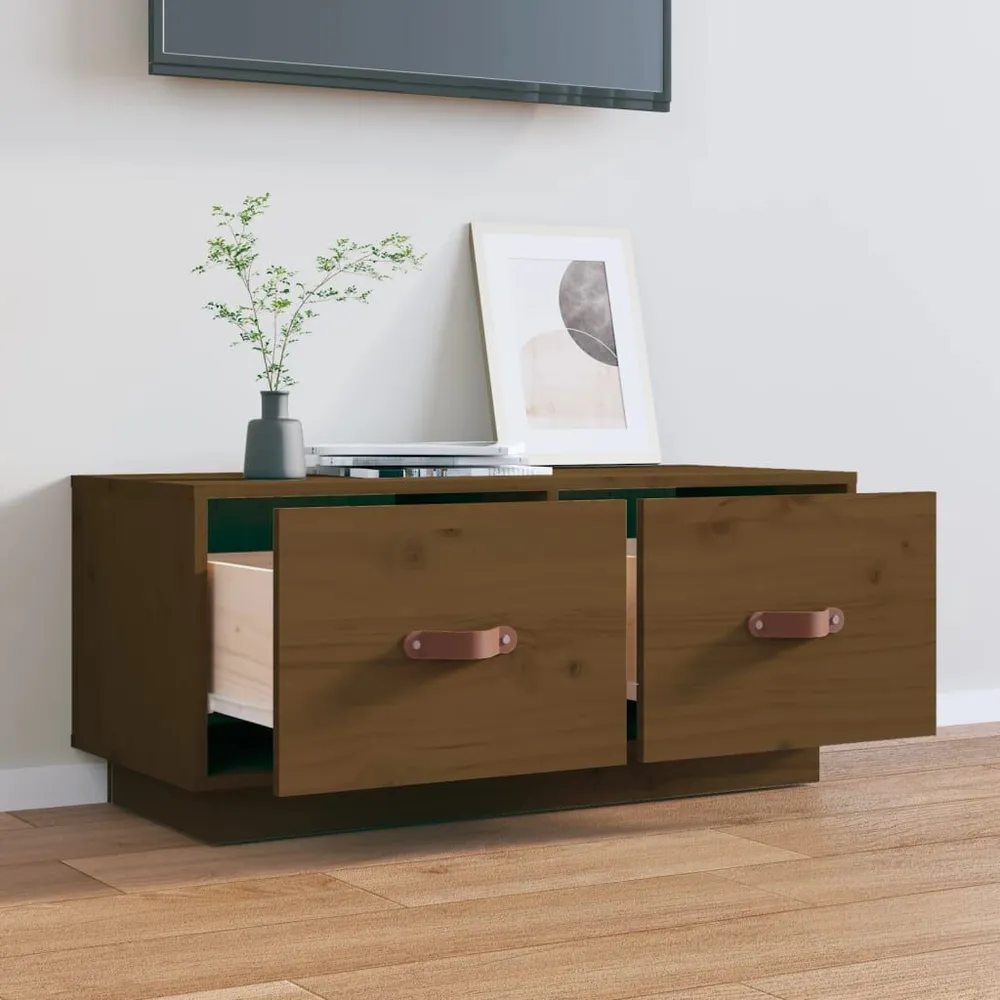 Móvel para Console Móvel de TV 80x34x35 cm madeira de pinho maciç castanho mel