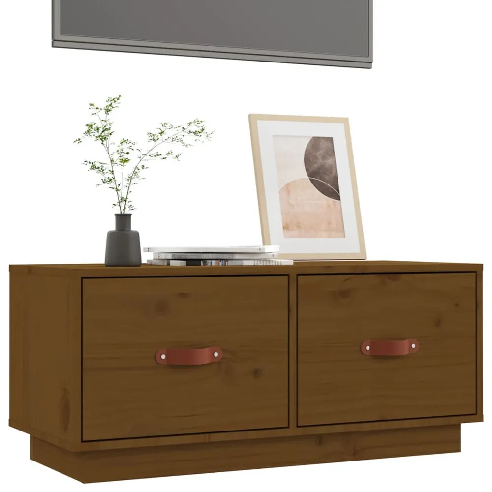 Móvel para Console Móvel de TV 80x34x35 cm madeira de pinho maciç castanho mel