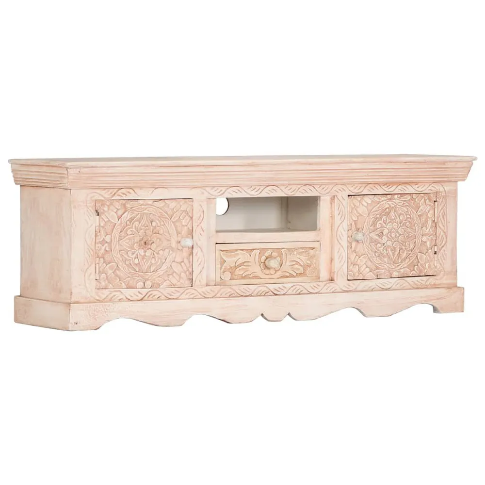 Profissional Premium Móvel de TV 120x30x40 cm madeira de mangueira maciç branco