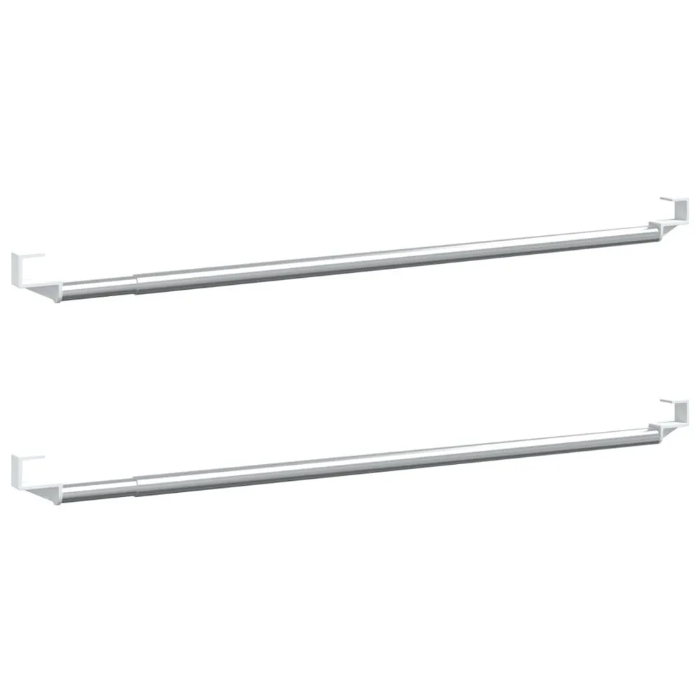 Varões para cortinas 2 pcs 40-60 cm alumínio branco e prateado para Cortinas Pesadas