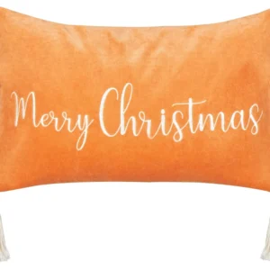 Velvet Cushion Christmas Motif Tassels 30 x 50 cm Tangerina LITHOPS