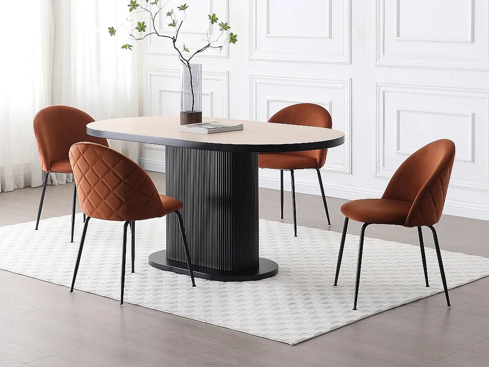 Conjunto de 6 cadeiras veludo e ço inoxidável preto cor terracota - MELBOURNE