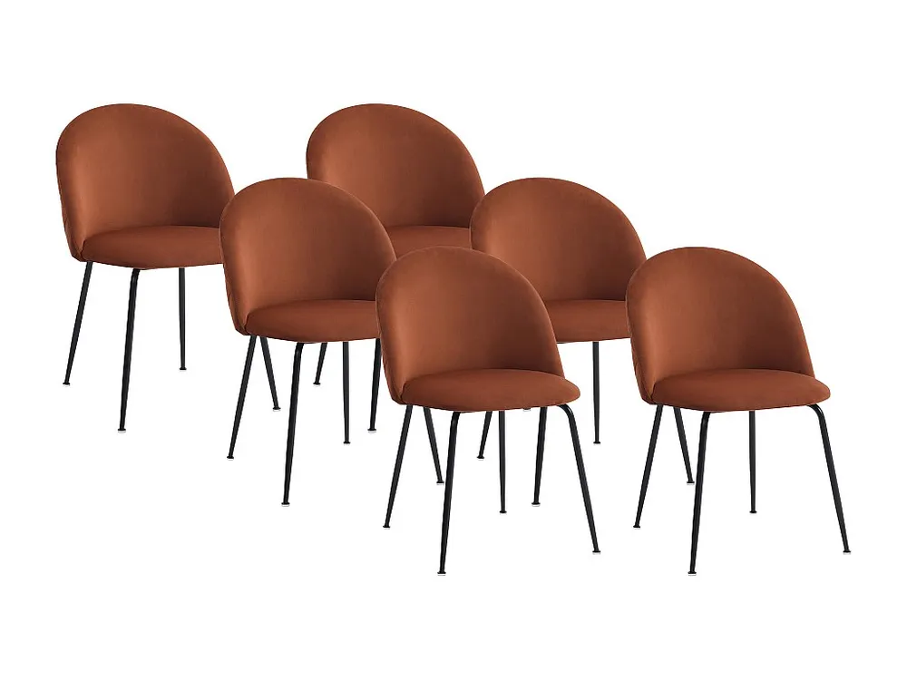 Conjunto de 6 cadeiras veludo e ço inoxidável preto cor terracota - MELBOURNE