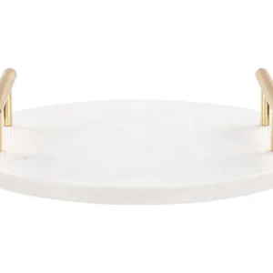Marble Serving Tray White Ouro Handles ARGOS