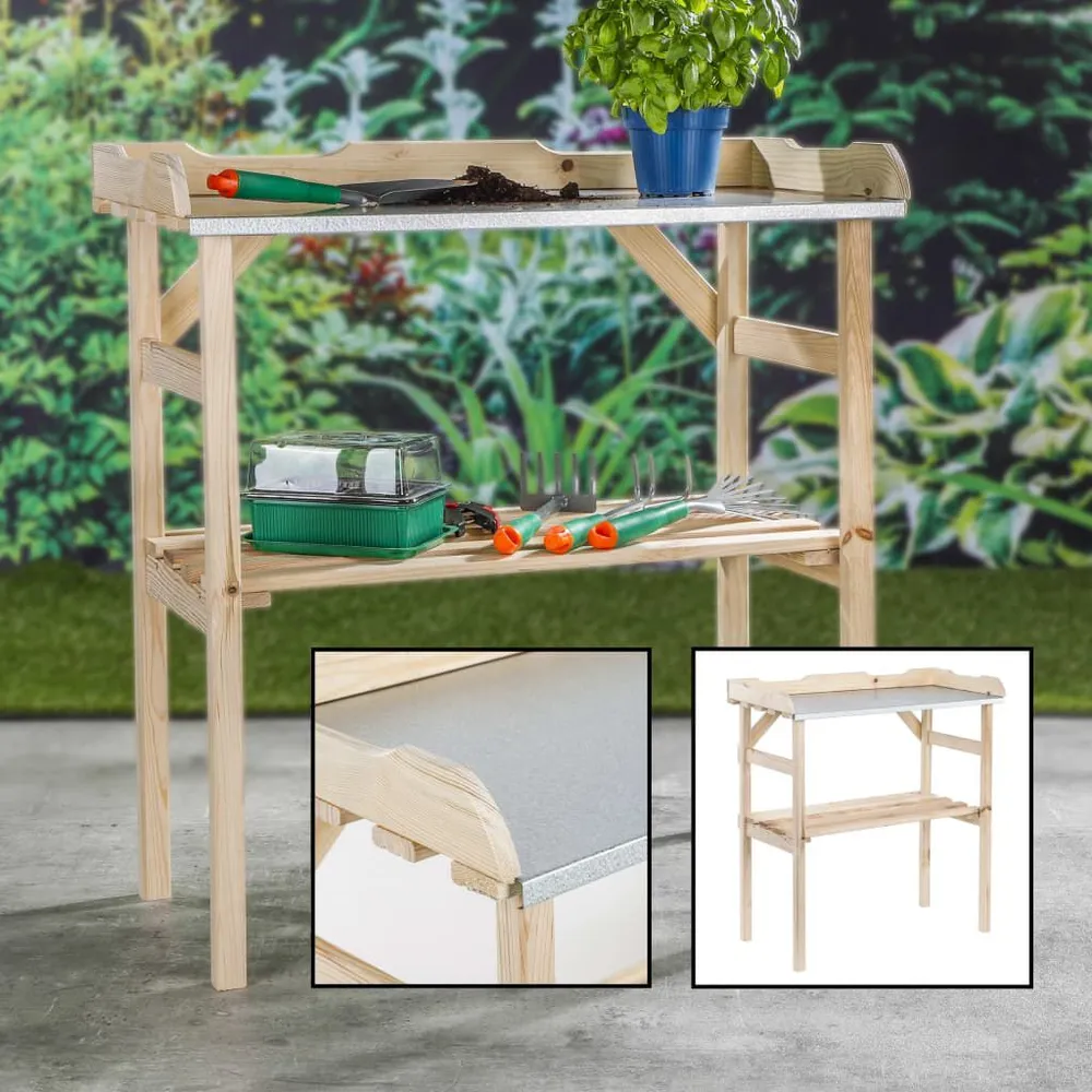 HI Mesa de jardinagem 82x38x78 cm madeira