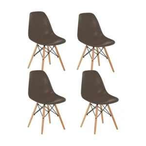 WeHome - Conjunto de 4 cadeiras de cozinha para exterior. Cor café