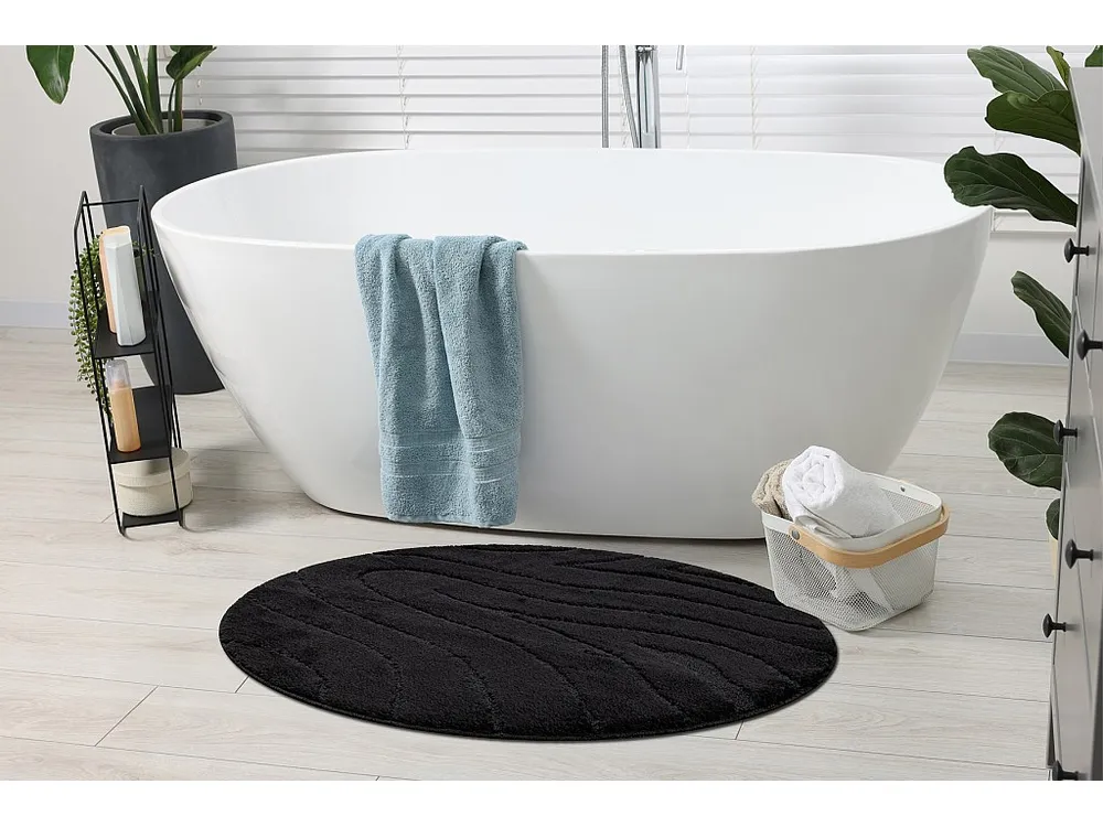 Tapete de banheiro SUPREME círculo WAVES, ondas, antiderrapante, maci cercle 100 cm RugsX