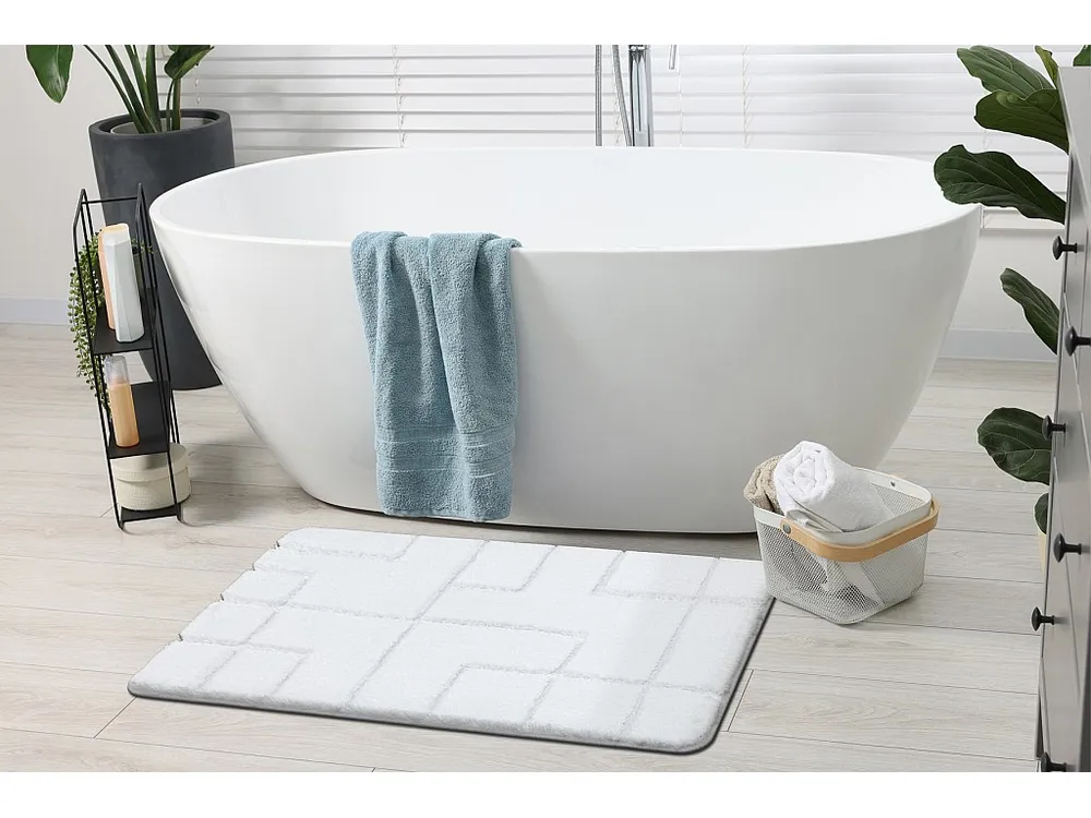Tapete de banheiro SUPREME LINES, linhas, antiderrapante, macio - bran 60x100 cm RugsX