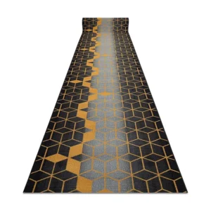 Alcatifa do corredor com reforço de borracha HEKSAGON Hexágono preto 80x300 cm RugsX