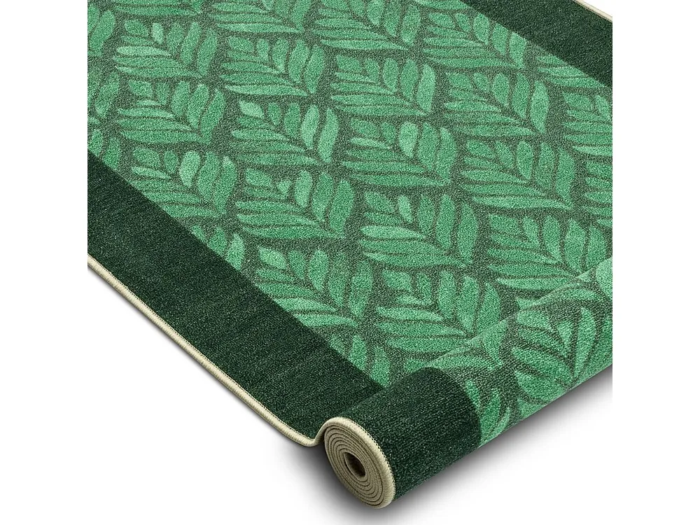 Corredor antiderrapante LIŚCIE folhas, verde goma 120x500 cm RugsX