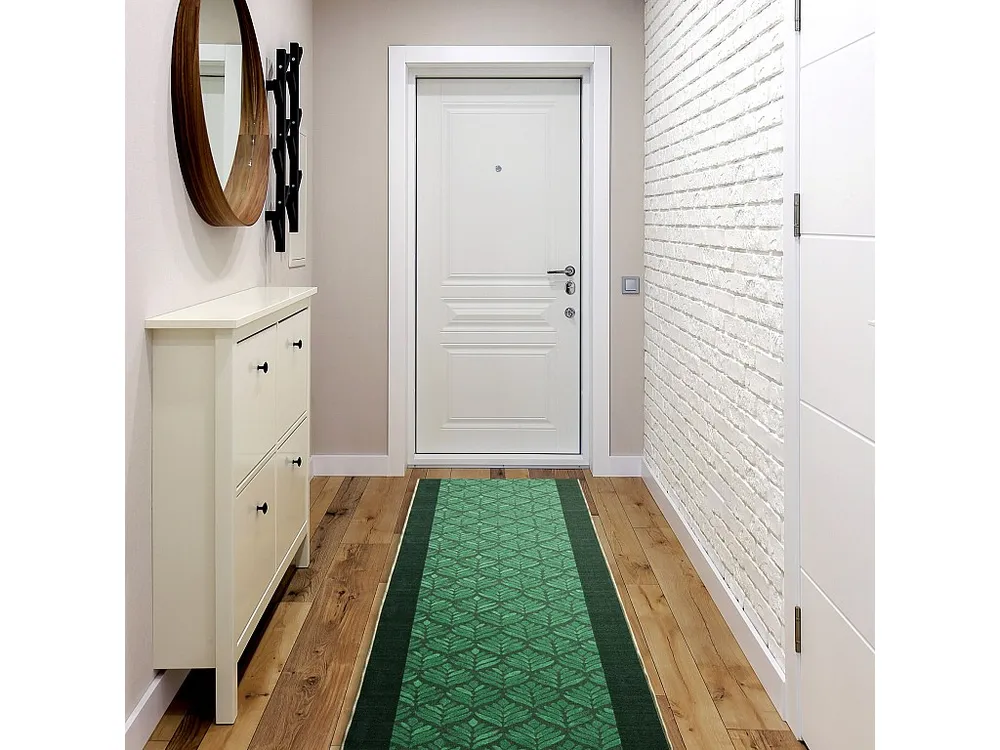 Corredor antiderrapante LIŚCIE folhas, verde goma 120x500 cm RugsX