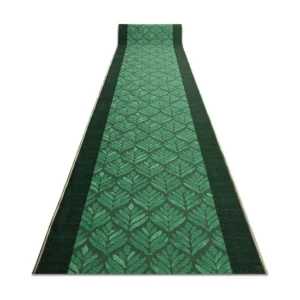Corredor antiderrapante LIŚCIE folhas, verde goma 120x350 cm RugsX