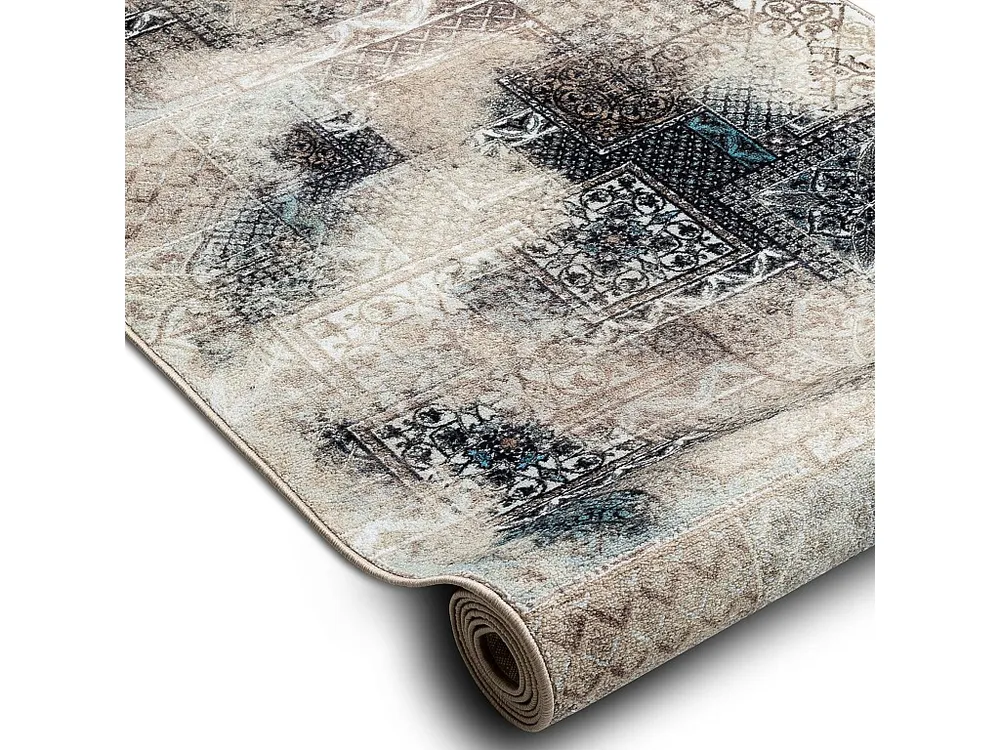 Passadeira antiderrapante PATCHWORK vintage goma bege 100x300 cm RugsX