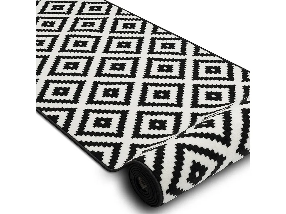 PASSADEIRA BCF MORAD Ruta diamantes preto / creme 80x600 cm RugsX