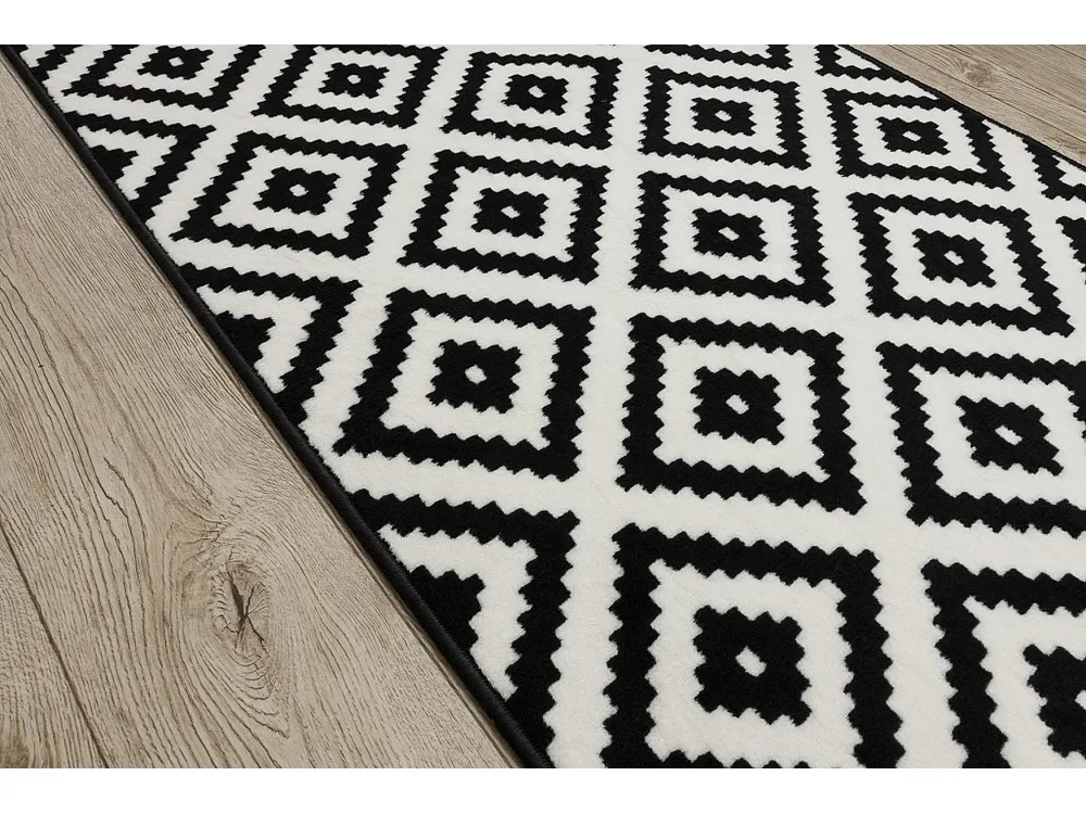 PASSADEIRA BCF MORAD Ruta diamantes preto / creme 80x600 cm RugsX