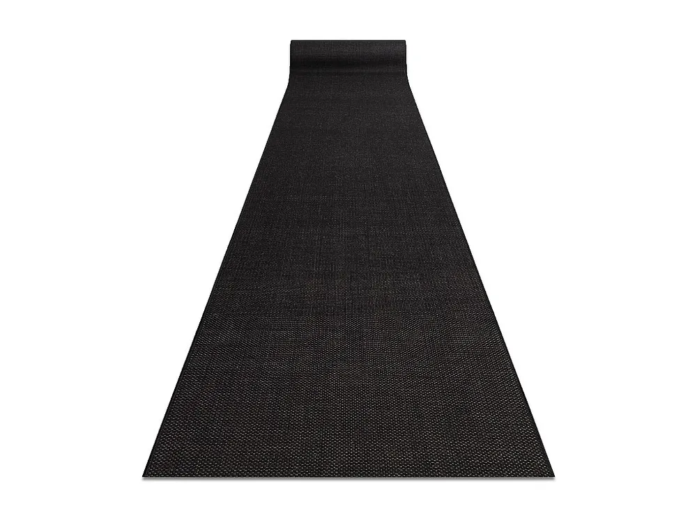 PASSADEIRA SIZAL FLOORLUX modelo 20433 preto Cor sólida 80x500 cm RugsX