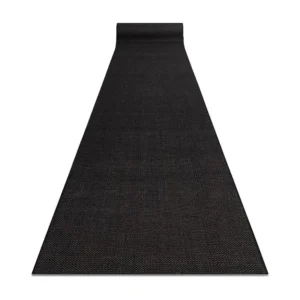 PASSADEIRA SIZAL FLOORLUX modelo 20433 preto Cor sólida 100x900 cm RugsX