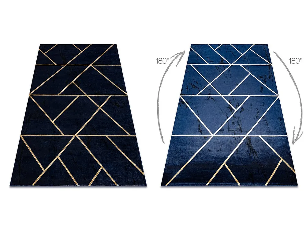 Tapete EMERALD exclusivo 1012 glamour, à moda geométrico azul escuro 160x220 cm RugsX