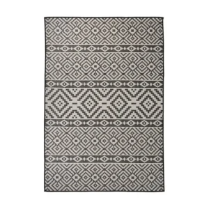 Tapete de tecido plano para exterior 160x230 cm riscas pretas Clicnbuy
