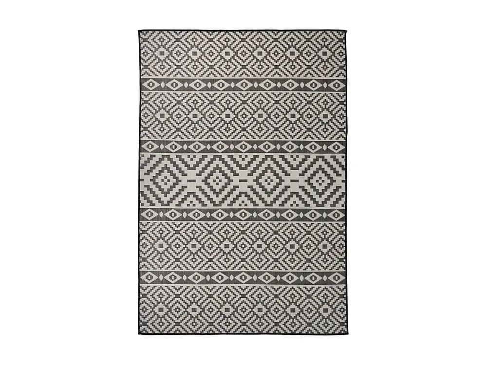 Tapete de tecido plano para exterior 160x230 cm riscas pretas Clicnbuy
