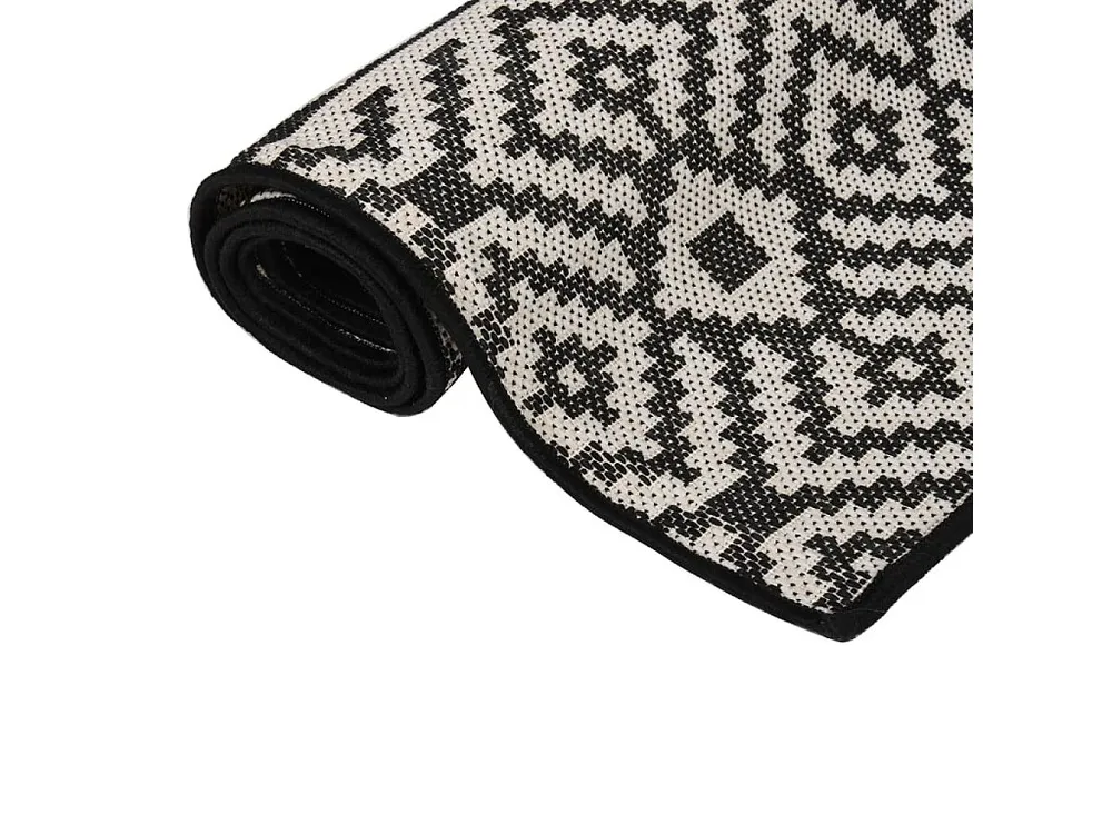 Tapete de tecido plano para exterior 160x230 cm riscas pretas Clicnbuy