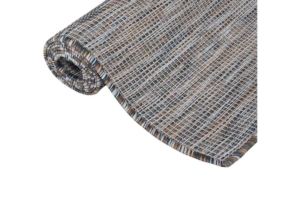 Tapete de tecido plano para exterior 200x280 cm castanho e azul Clicnbuy