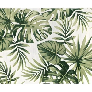 Tapete de interior ou de exterior étnico motivos folhas PALMO - 150 x 200 cm - Verde OZAIA