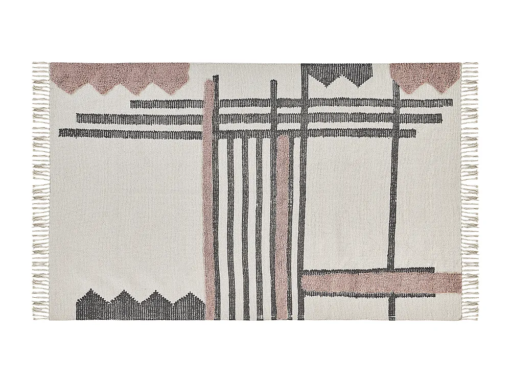 Tapete de algodão em creme e preto 140 x 200 cm MURADIYE BELIANI