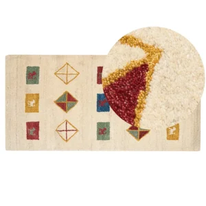 Tapete Gabbeh em lã creme 80 x 150 cm MISINLI BELIANI