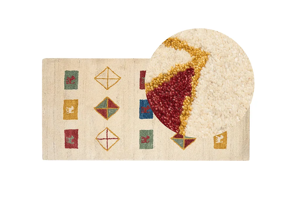 Tapete Gabbeh em lã creme 80 x 150 cm MISINLI BELIANI
