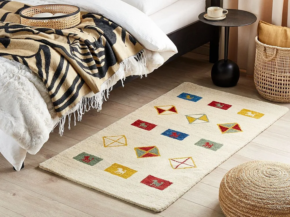 Tapete Gabbeh em lã creme 80 x 150 cm MISINLI BELIANI