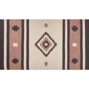 Tapete Kilim em algodão creme e castanho 80 x 150 cm ARAGATS BELIANI